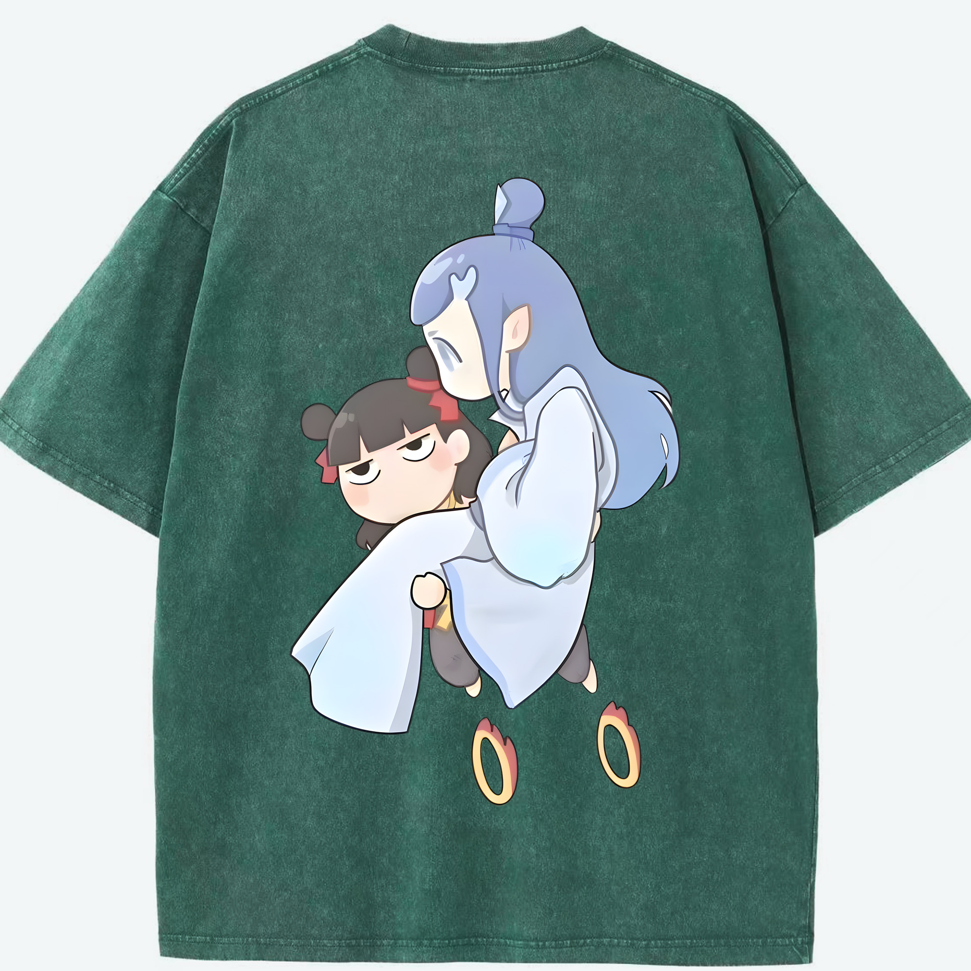 （画像用） Ne Zha 2 ナタ 魔童の大暴れ 綿100% ヴィンテージ風 半袖Tシャツ（背面プリント）